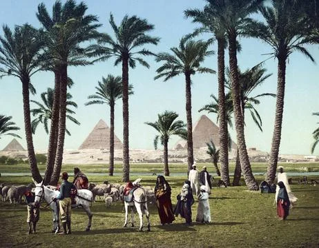 Cairo, the pyramids, Egypt, digitally restored reproduction from a 19th century Stock Illustration