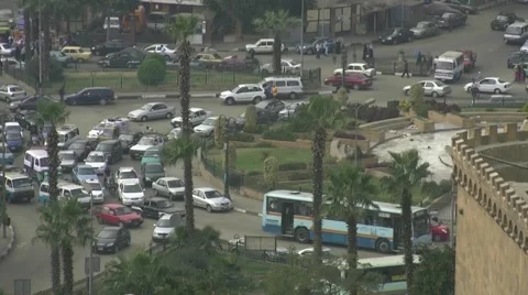 Cairo road circle and traffic with audio Stock-Footage 52826088