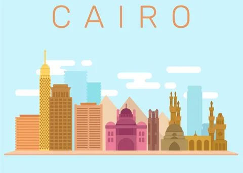 Cairo Skyline: Iconic Cityscape Stock Illustration