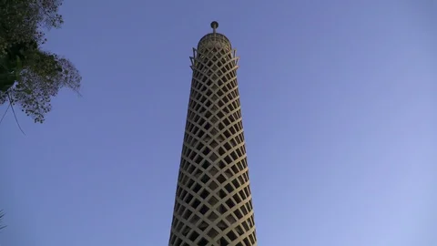 Cairo tower at dusk, tilt down video Stock Footage 129703202