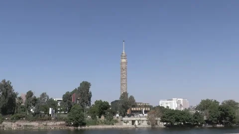 Cairo Tower With Nile View Stock Footage 261060961