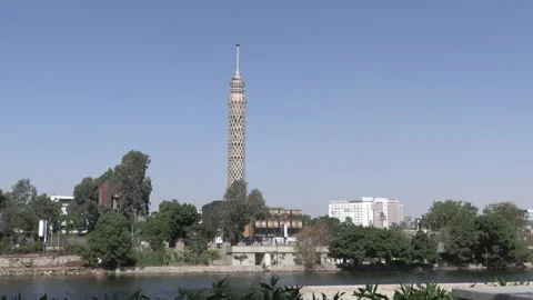 Cairo Tower With Nile View Stock Footage 261060972