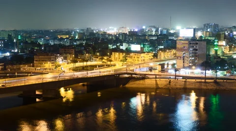Cairo traffic at night time lapse Stock Footage 61187559