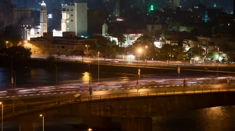 Cairo traffic at night timelapse Stock Footage 60377201