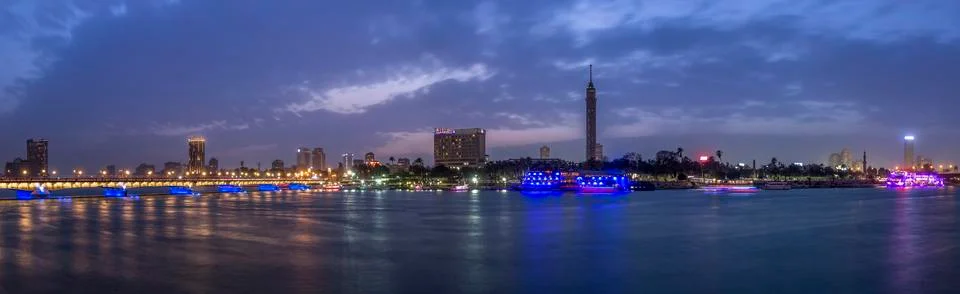 Cairo twilight panoramic Stock Photos