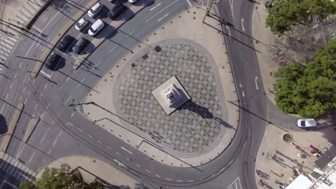 Cais do sodre Lisbon district Portugal aerial shot 4k Stock Footage 142495692