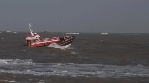 Caister Lifeboat pass by  Stock Footage 46888086