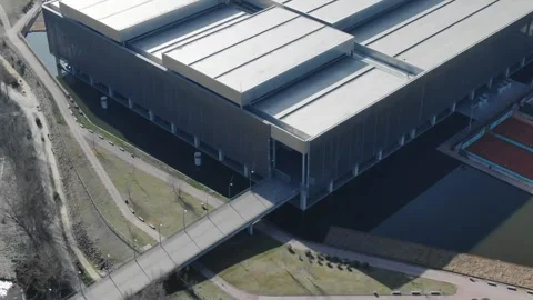 Caja Mágica multi-purpose stadium complex, Manzanares Park Tennis Center Vídeo Stock 306365199