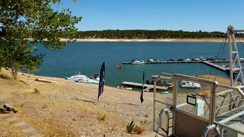 Cajacking at the damm in Montargil Stock Footage 158996022