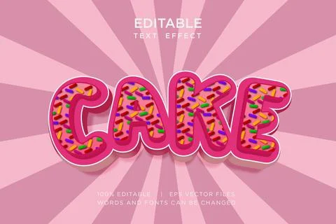 Cake 3D Editable Text Effect Vector Design Stock Illustration