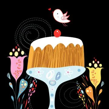 Cake and bird Stock Illustration
