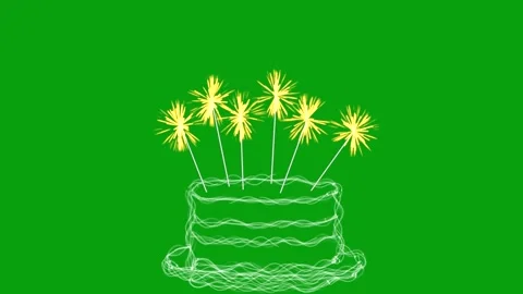 Cake and candles effect motion graphics with green screen background Stock Footage 240189173