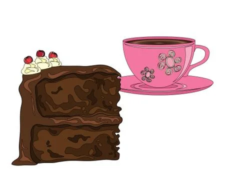Cake and coffee Illustrazione stock