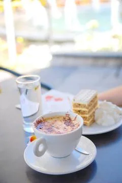 Cake and coffee on table cake and coffee on table ,model released, Symbolf... Stock-Fotos
