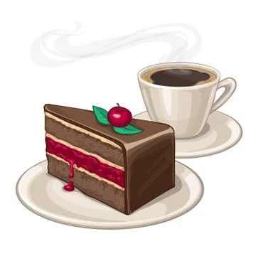 Cake and cup of coffee Stock Illustration