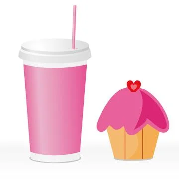 Cake and drink Stock Illustration