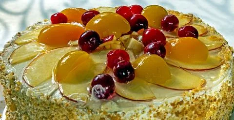 Cake with apricot. Stock Photos