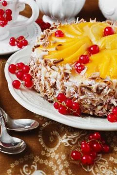 Cake with apricots Stock Photos