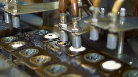 Cake baking machine, automated cookie maker producing delicious cookies Stock Footage 68924731