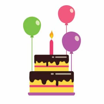 Cake with balloons Stock Illustration