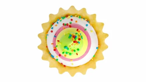 Cake in basket with multi colored sprinkles, rotating on white background 스톡 동영상 242358874