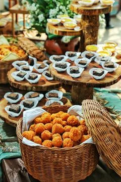 Cake in a Basket Stock Photos