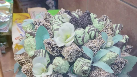 Cake beautiful colored designer cooking sweet shape yogurt 스톡 동영상 150642059