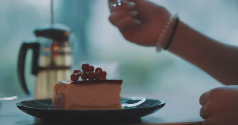 Cake being eaten close up Stock Footage 203582078