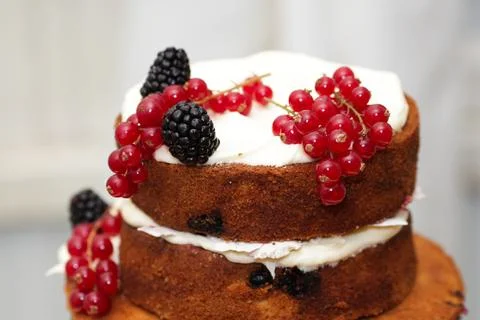 Cake with berries Stock Photos