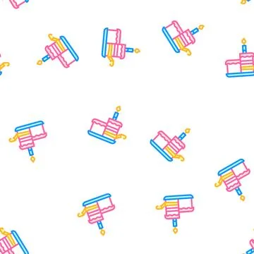 Cake birthday dessert vector seamless pattern Stock Illustration