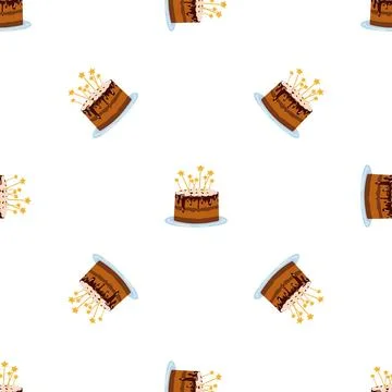 Cake birthday pattern seamless vector Stock Illustration