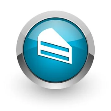 Cake blue silver metallic chrome border web and mobile phone icon on white ba Stock Illustration