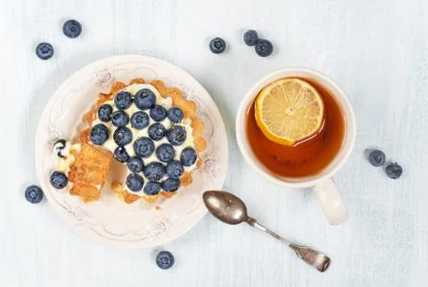 Cake with blueberries Stock Photos