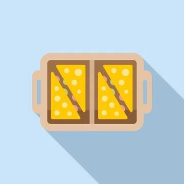 Cake box icon flat vector. School food イラスト素材