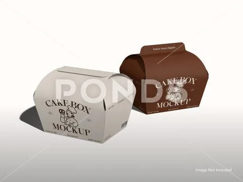 Cake Box Mockup Packaging Design 3D Rendering PSD Template
