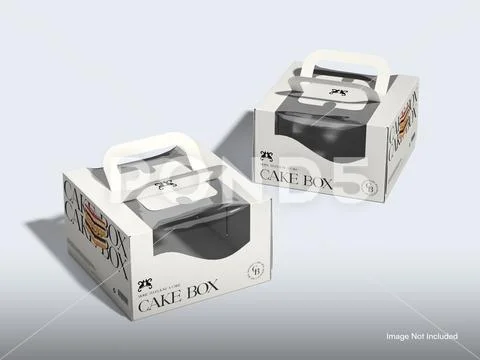 Cake Box Mockup with Transparent Window PSDテンプレート