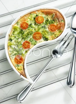 Cake With Broccoli And Cherry Tomatoes