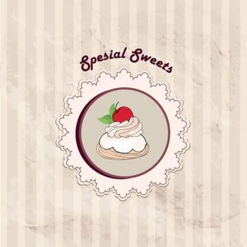 Cake. Cafe Menu Background. Bakery Label. Sweet, Dessert Poster Stock Illustration