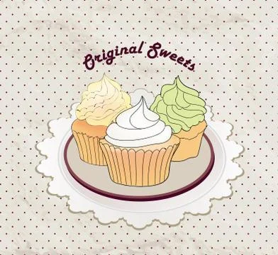 Cake. Cafe Menu Background. Bakery Label. Sweet, Dessert Poster Illustrazione stock
