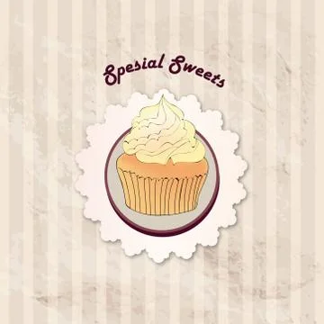 Cake. Cafe Menu Background. Bakery Label. Sweet, Dessert Poster Stock Illustration