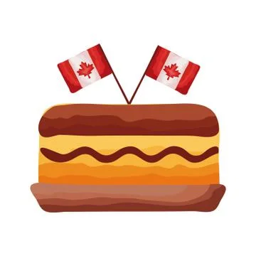 Cake with canada flags crossed flat style Stock Illustration