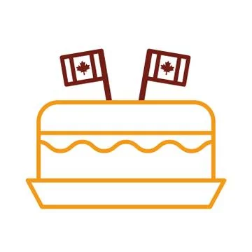 Cake with canada flags crossed line style Stock Illustration