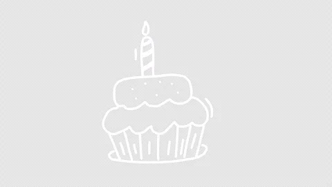 Cake with a candle doodle animation. Stockbeeldmateriaal 333985607