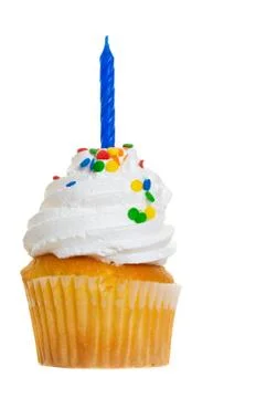 Cake with candle Stock Photos