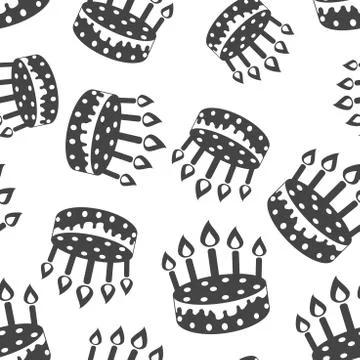 Cake with candle seamless pattern background. Business flat vector illustrati イラスト素材