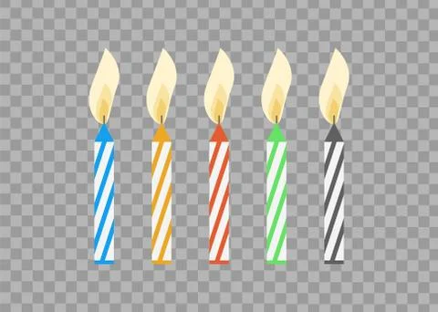 Cake candles with flame vector illustration. Birthday cake candle isolated Stock Illustration