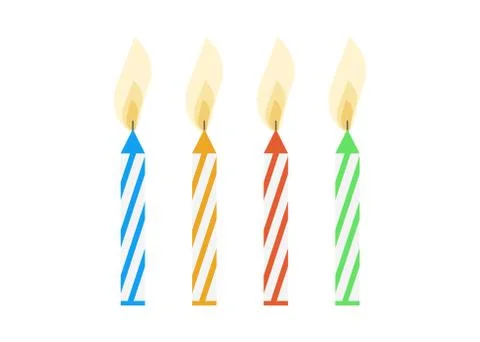Cake candles with flame vector illustration. Birthday cake candle isolated Stock Illustration