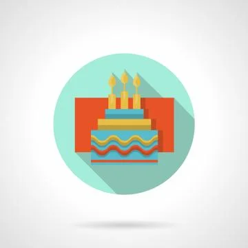 Cake with candles flat color vector icon Illustrazione stock