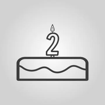 Cake with candles in the form of number 2 icon 스톡 일러스트