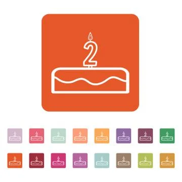 Cake with candles in the form of number 2 icon イラスト素材